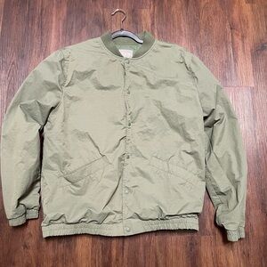 GAP Men's Green Bomber Button Up Rain Jacket